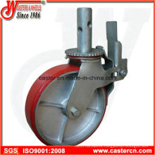 8 Inch Red PU Scaffold Swivel Caster with Double Brake